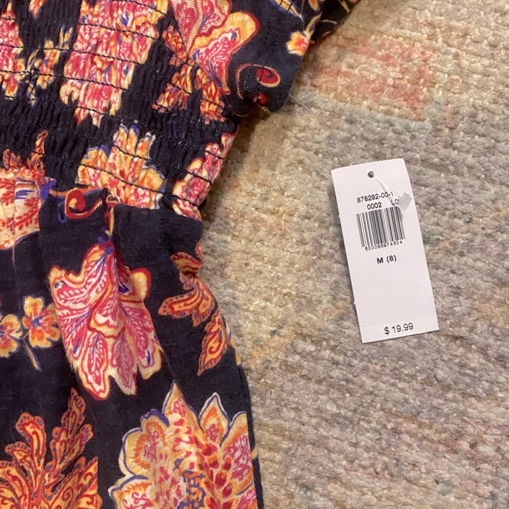 NWT!! Old Navy Short Sleeved Smocked Slub Knit Swing Top in “Lost at Sea” Navy - Picture 3 of 6